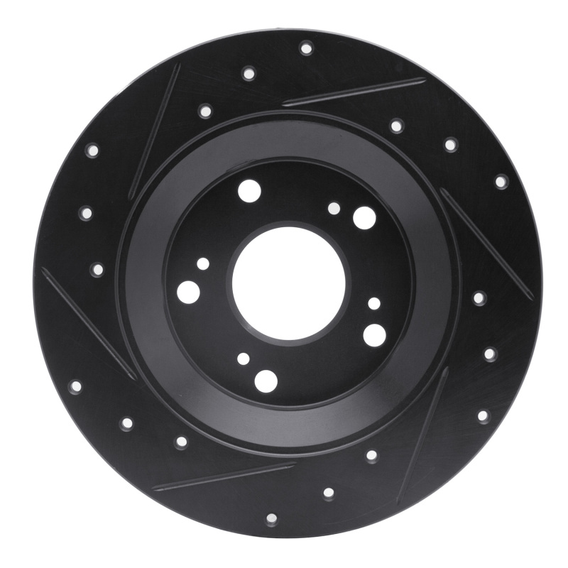 Honda S2000 Brake Rotor (1) - Rear Right - R1 Concepts - Drilled & Slotted - Black - `00-`09